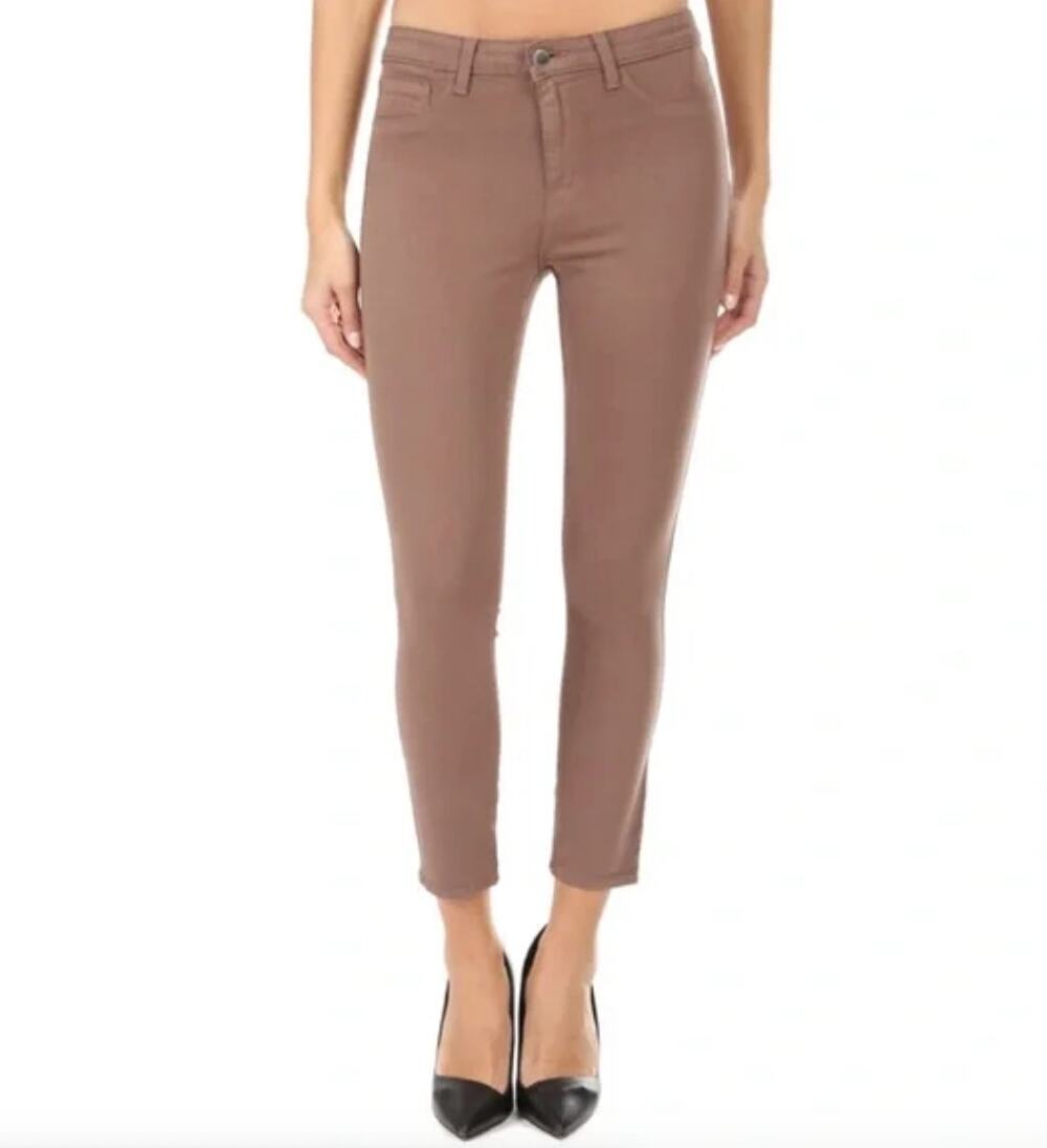 L'AGENCE Pine Bark Brown Margot High Rise Skinny Jeans Cotton Stretch Ankle 29